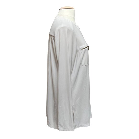 Susan Graver White Long Sleeve Button‎ Up Top Liquid Knit Tunic Career XL - Picture 4 of 13